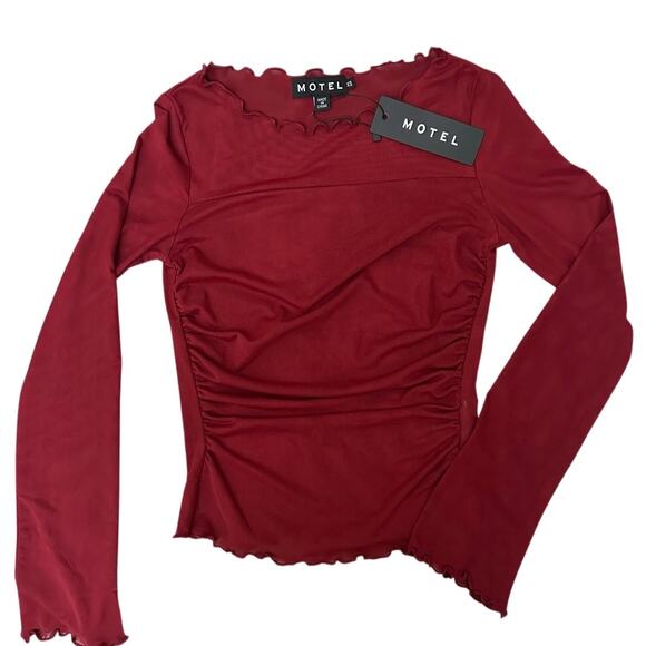 Motel Rocks Armina Long Sleeve Top In Burgundy Size XS - Picture 4 of 6